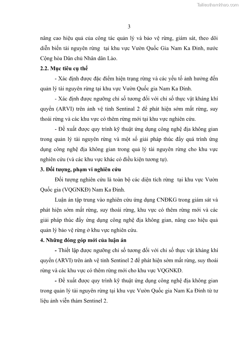 Luận án tiến sĩ lâm nghiệp Nghiên cứu ứng dụng công nghệ địa không gian trong quản lý tài nguyên rừng tại khu vực Vườn Quốc gia Nam Ka Đinh, nước Cộng hòa Dân chủ Nhân dân Lào - 2 Trang 16