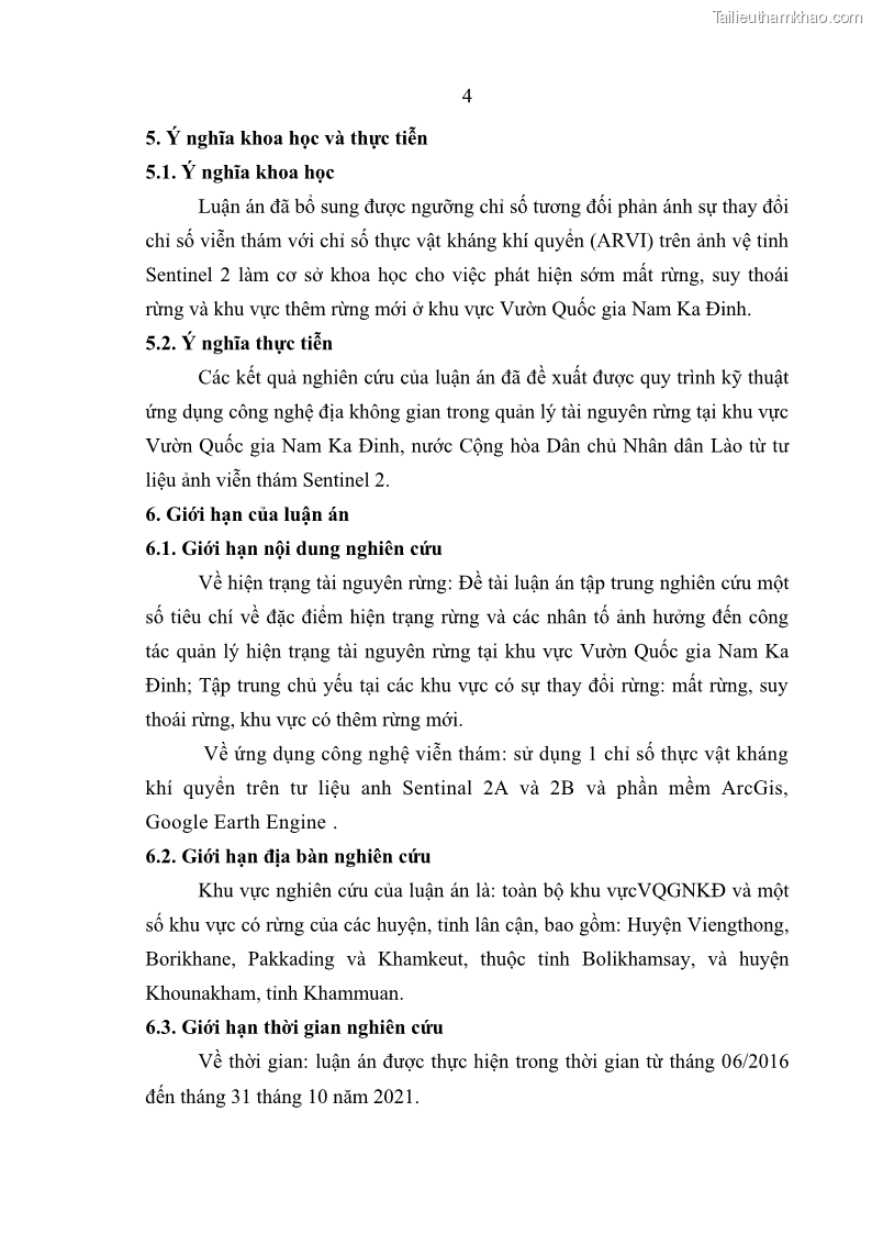 Luận án tiến sĩ lâm nghiệp Nghiên cứu ứng dụng công nghệ địa không gian trong quản lý tài nguyên rừng tại khu vực Vườn Quốc gia Nam Ka Đinh, nước Cộng hòa Dân chủ Nhân dân Lào - 2 Trang 17