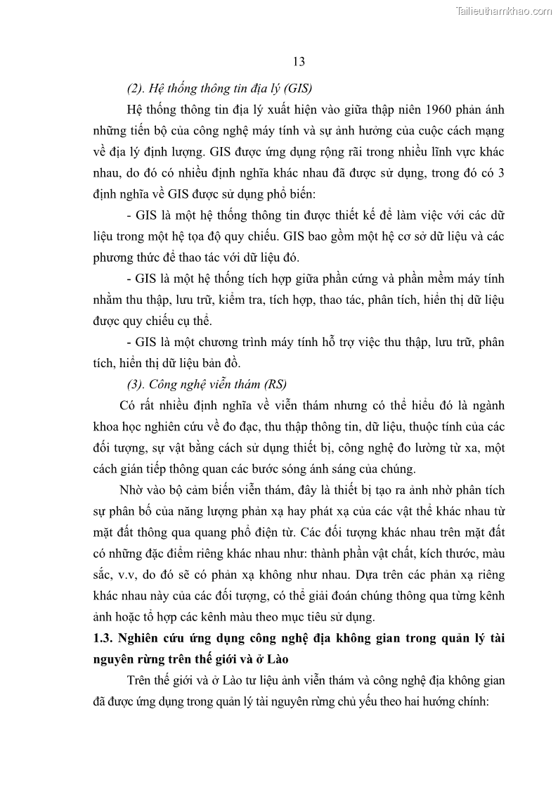 Luận án tiến sĩ lâm nghiệp Nghiên cứu ứng dụng công nghệ địa không gian trong quản lý tài nguyên rừng tại khu vực Vườn Quốc gia Nam Ka Đinh, nước Cộng hòa Dân chủ Nhân dân Lào - 3 Trang 26