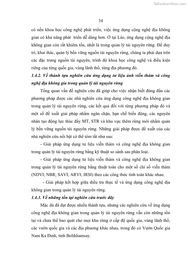 Luận án tiến sĩ lâm nghiệp Nghiên cứu ứng dụng công nghệ địa không gian trong quản lý tài nguyên rừng tại khu vực Vườn Quốc gia Nam Ka Đinh, nước Cộng hòa Dân chủ Nhân dân Lào - 4 Trang 47