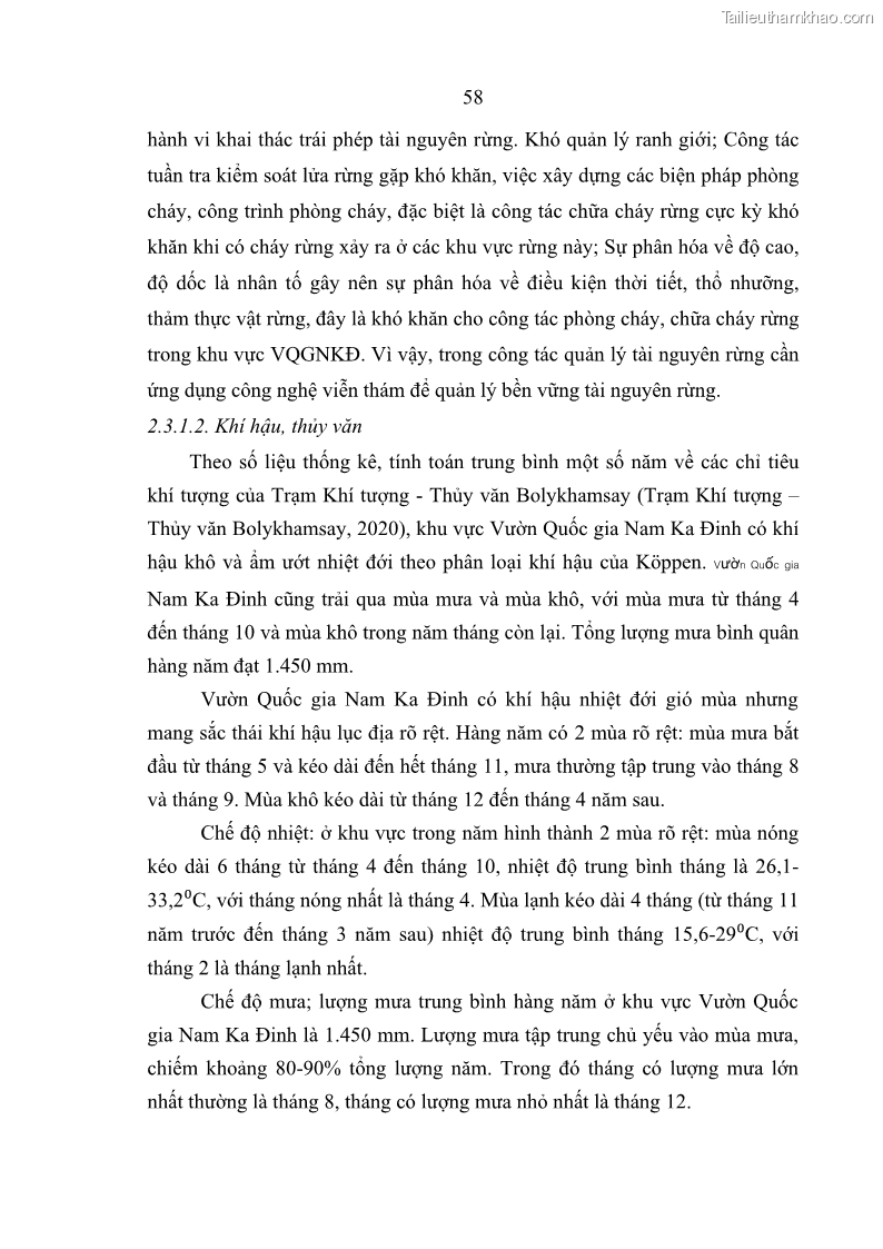 Luận án tiến sĩ lâm nghiệp Nghiên cứu ứng dụng công nghệ địa không gian trong quản lý tài nguyên rừng tại khu vực Vườn Quốc gia Nam Ka Đinh, nước Cộng hòa Dân chủ Nhân dân Lào - 6 Trang 71