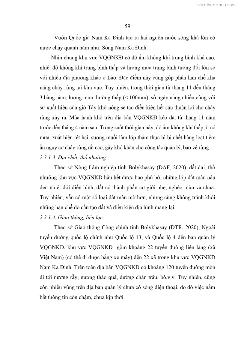 Luận án tiến sĩ lâm nghiệp Nghiên cứu ứng dụng công nghệ địa không gian trong quản lý tài nguyên rừng tại khu vực Vườn Quốc gia Nam Ka Đinh, nước Cộng hòa Dân chủ Nhân dân Lào - 6 Trang 72