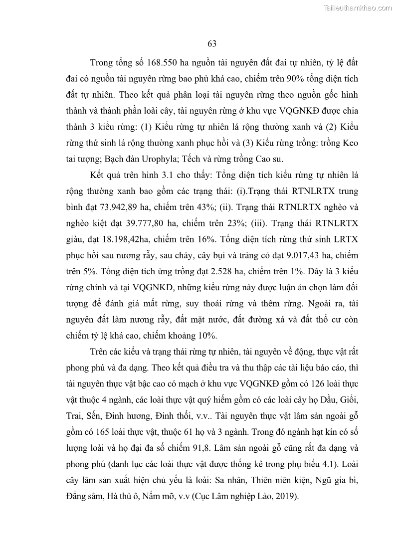 Luận án tiến sĩ lâm nghiệp Nghiên cứu ứng dụng công nghệ địa không gian trong quản lý tài nguyên rừng tại khu vực Vườn Quốc gia Nam Ka Đinh, nước Cộng hòa Dân chủ Nhân dân Lào - 7 Trang 76