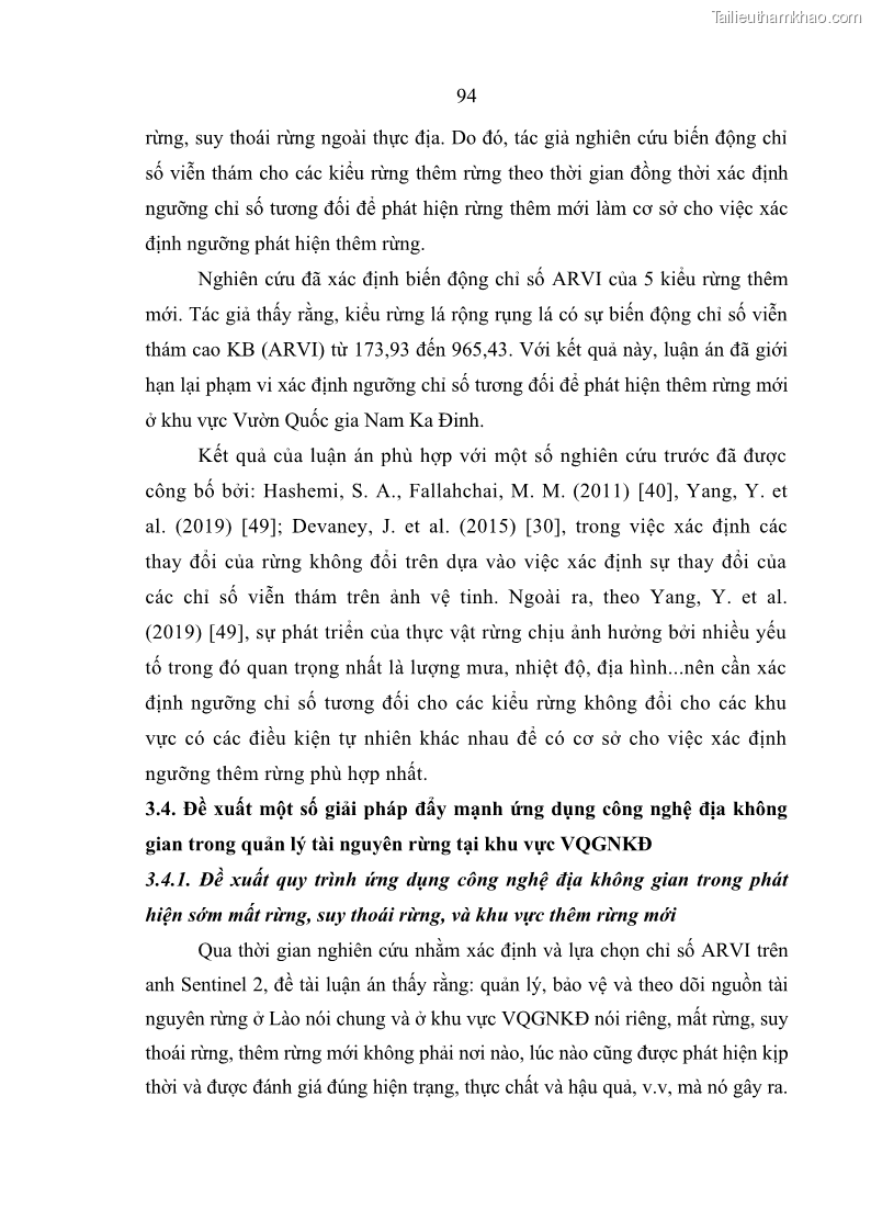 Luận án tiến sĩ lâm nghiệp Nghiên cứu ứng dụng công nghệ địa không gian trong quản lý tài nguyên rừng tại khu vực Vườn Quốc gia Nam Ka Đinh, nước Cộng hòa Dân chủ Nhân dân Lào - 9 Trang 107