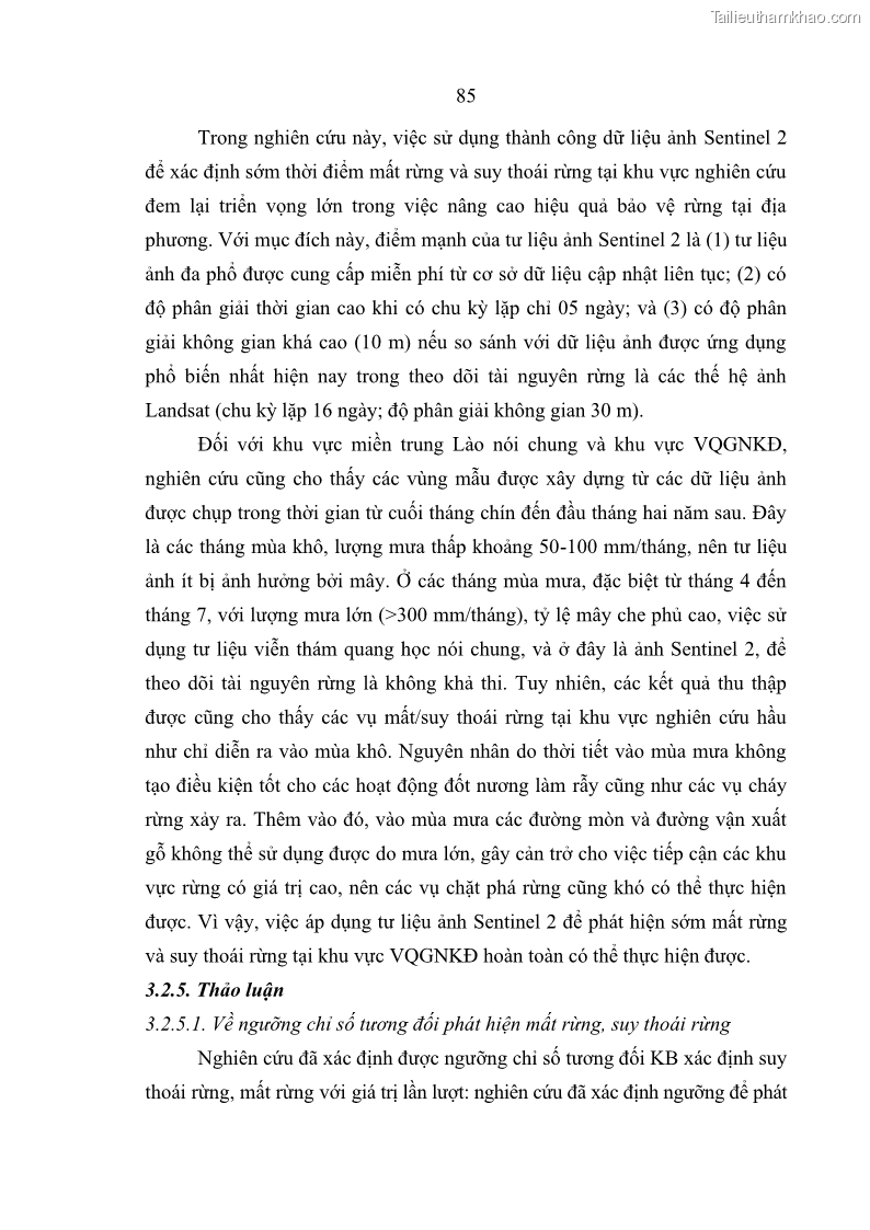 Luận án tiến sĩ lâm nghiệp Nghiên cứu ứng dụng công nghệ địa không gian trong quản lý tài nguyên rừng tại khu vực Vườn Quốc gia Nam Ka Đinh, nước Cộng hòa Dân chủ Nhân dân Lào - 9 Trang 98