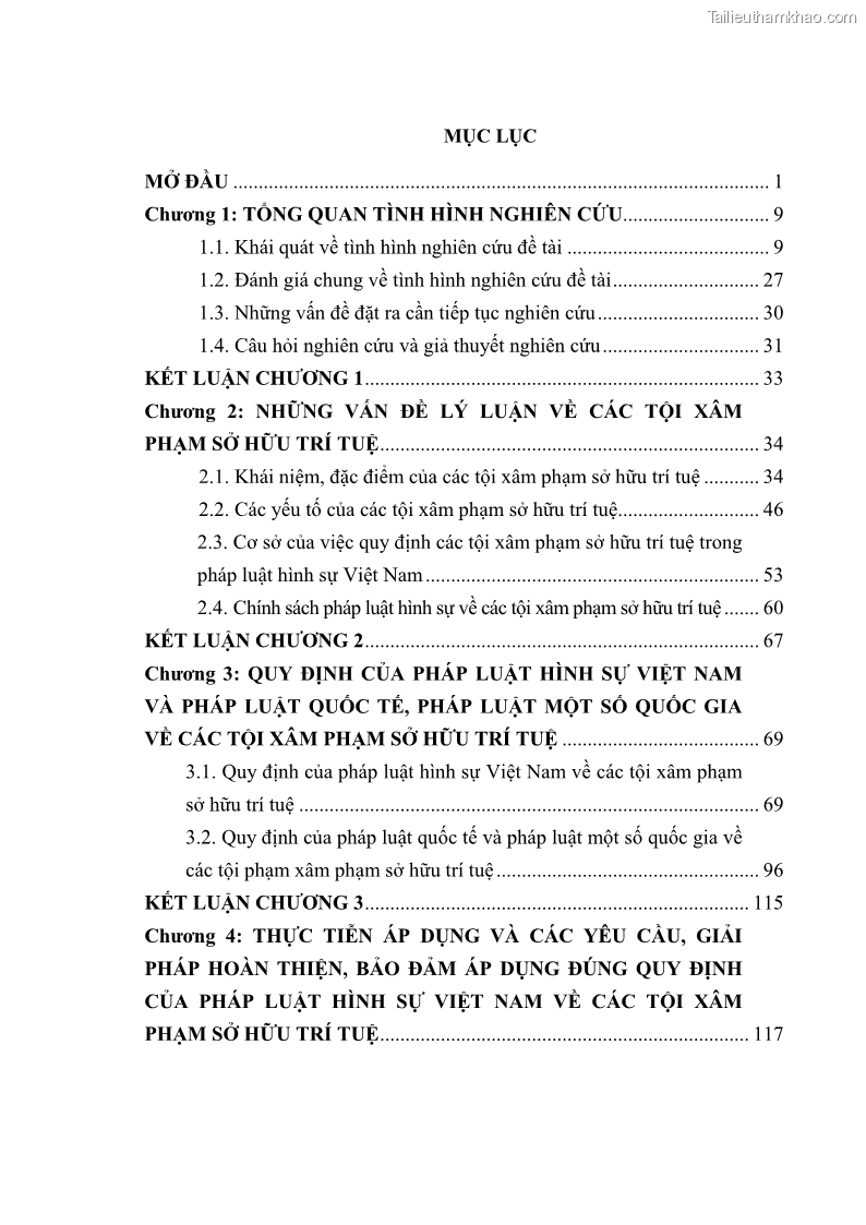 Luận án tiến sĩ luật học Các tội xâm phạm sở hữu trí tuệ theo pháp luật hình sự Việt Nam - 1 Trang 4