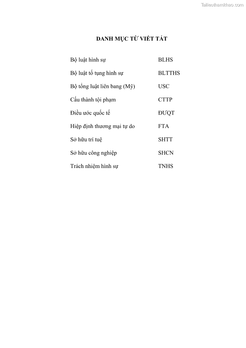 Luận án tiến sĩ luật học Các tội xâm phạm sở hữu trí tuệ theo pháp luật hình sự Việt Nam - 1 Trang 6