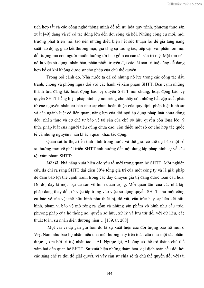 Luận án tiến sĩ luật học Các tội xâm phạm sở hữu trí tuệ theo pháp luật hình sự Việt Nam - 13 Trang 151