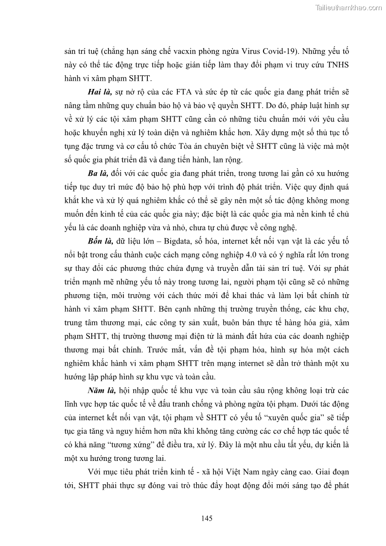 Luận án tiến sĩ luật học Các tội xâm phạm sở hữu trí tuệ theo pháp luật hình sự Việt Nam - 13 Trang 152