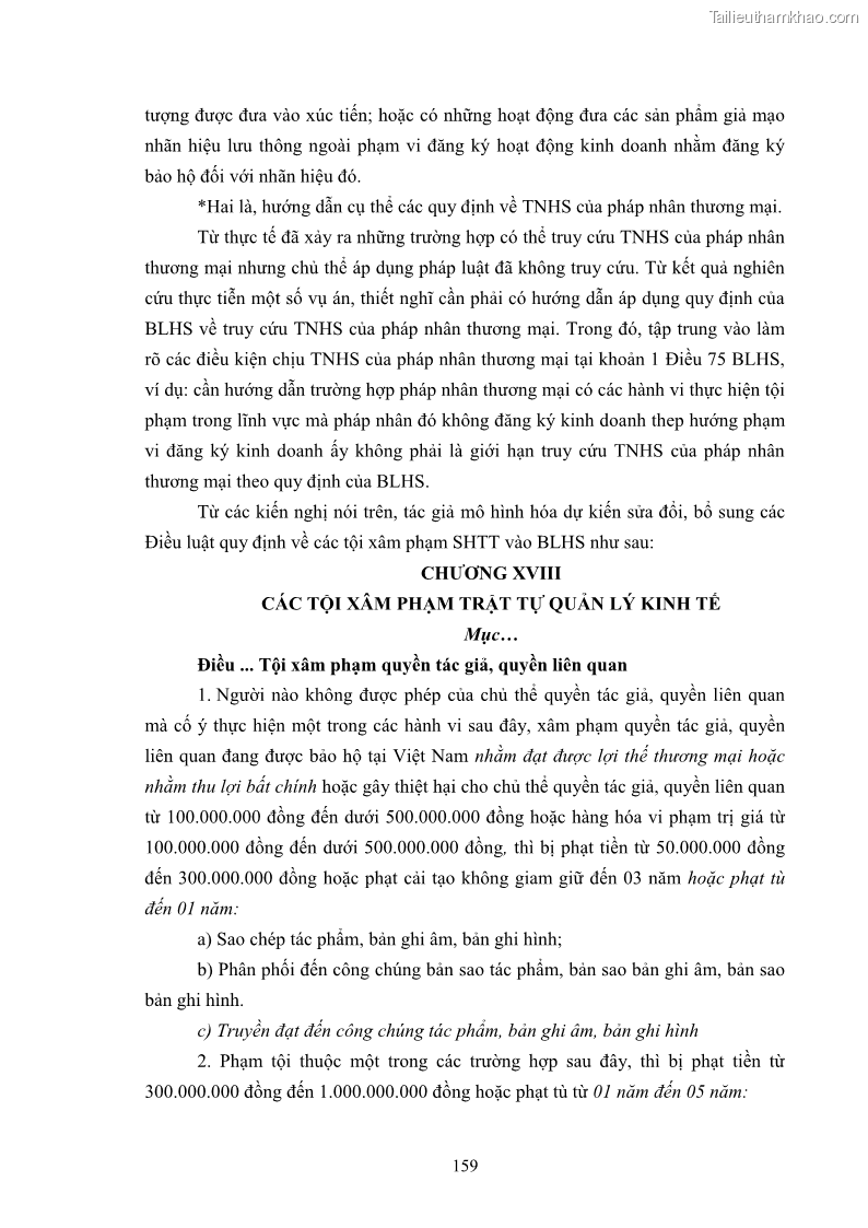 Luận án tiến sĩ luật học Các tội xâm phạm sở hữu trí tuệ theo pháp luật hình sự Việt Nam - 14 Trang 166