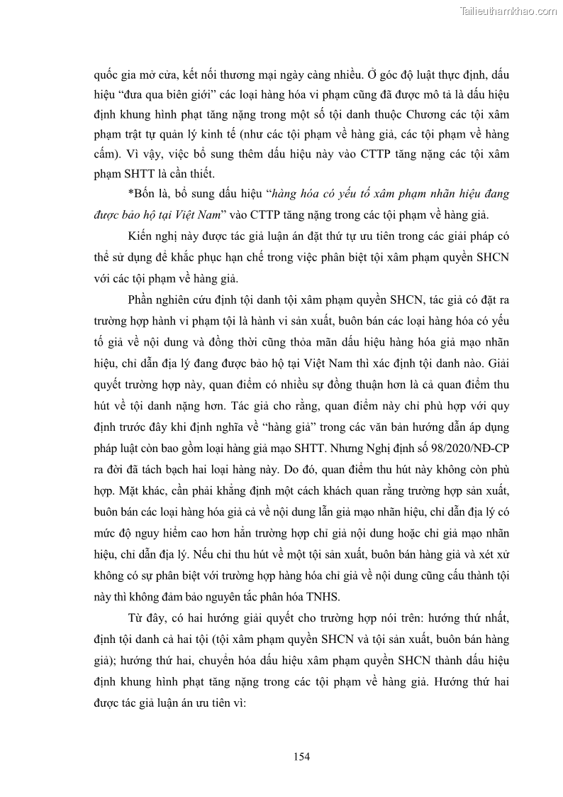 Luận án tiến sĩ luật học Các tội xâm phạm sở hữu trí tuệ theo pháp luật hình sự Việt Nam - 14 Trang 161