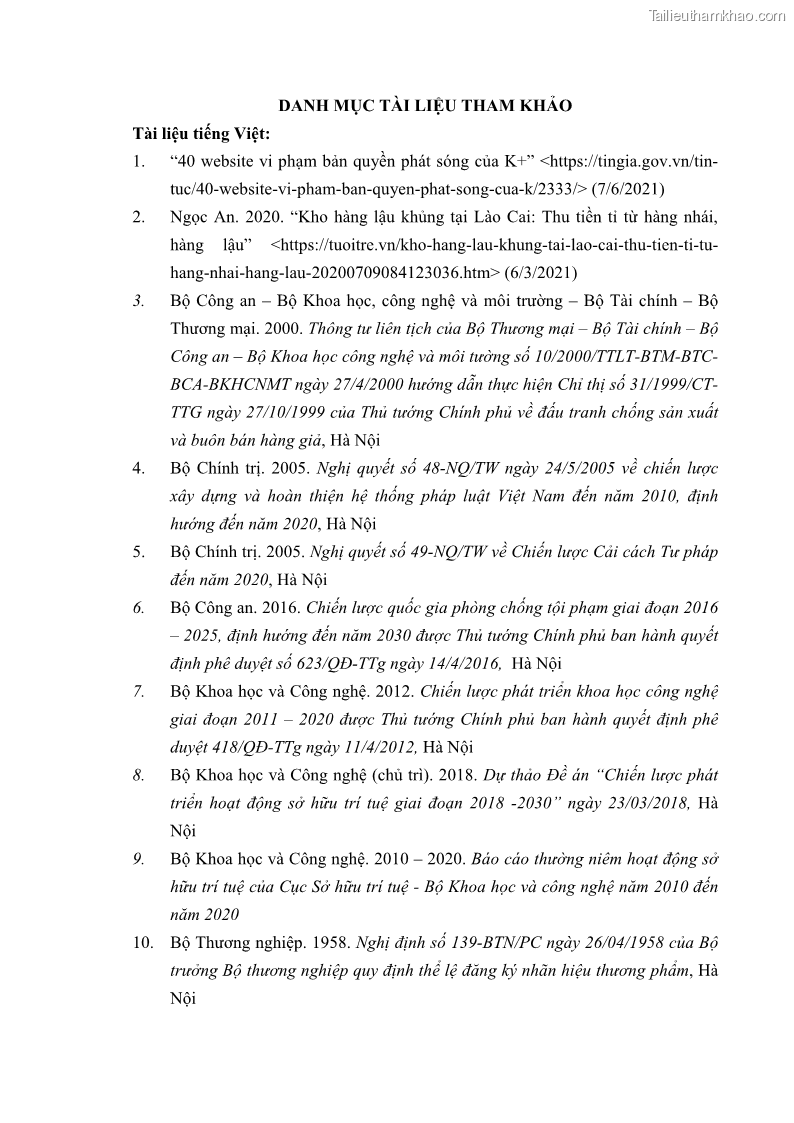 Luận án tiến sĩ luật học Các tội xâm phạm sở hữu trí tuệ theo pháp luật hình sự Việt Nam - 15 Trang 178