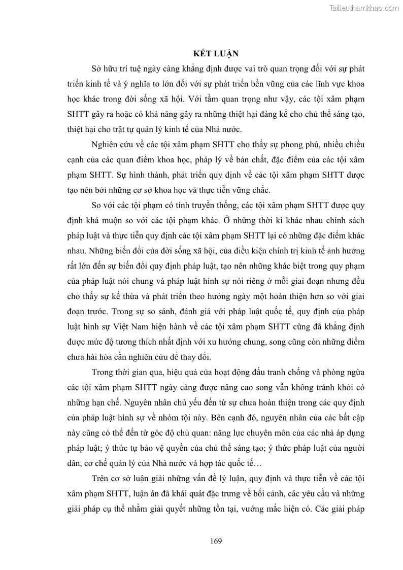 Luận án tiến sĩ luật học Các tội xâm phạm sở hữu trí tuệ theo pháp luật hình sự Việt Nam - 15 Trang 176