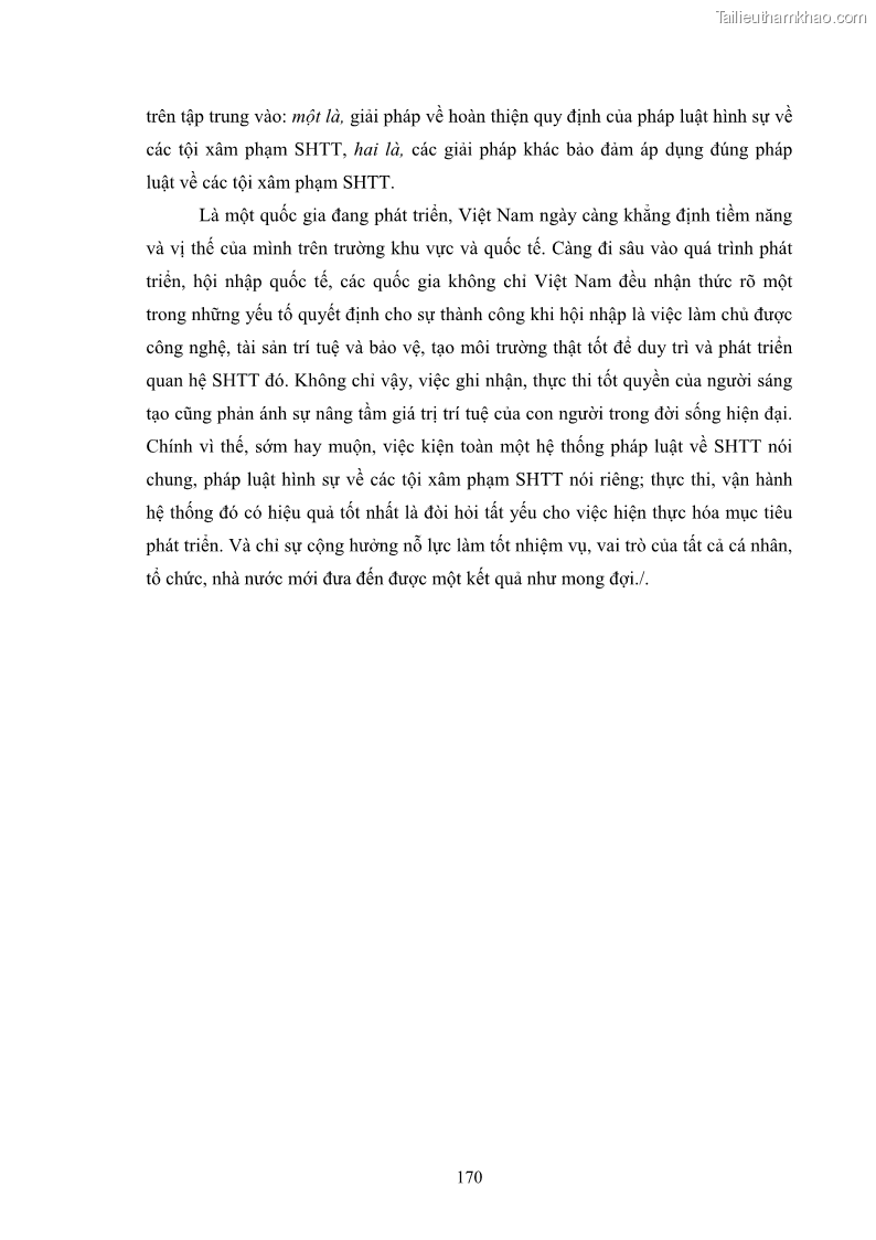 Luận án tiến sĩ luật học Các tội xâm phạm sở hữu trí tuệ theo pháp luật hình sự Việt Nam - 15 Trang 177