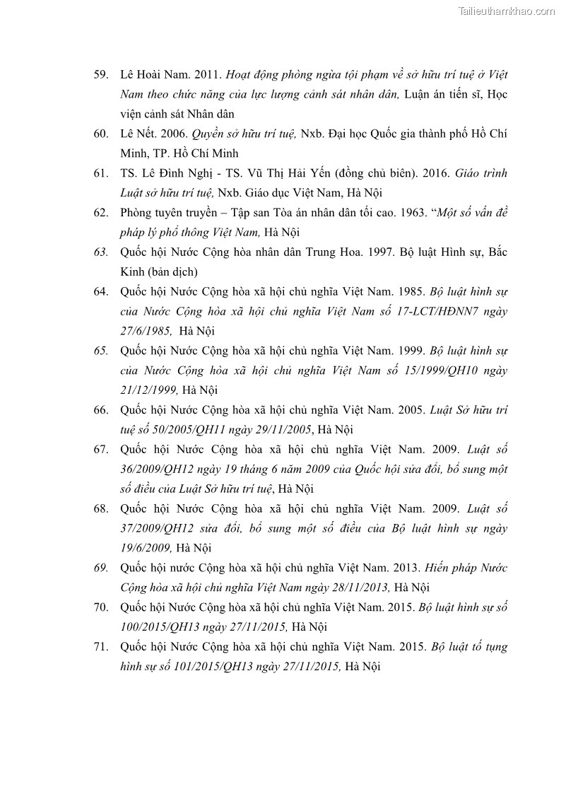 Luận án tiến sĩ luật học Các tội xâm phạm sở hữu trí tuệ theo pháp luật hình sự Việt Nam - 16 Trang 183