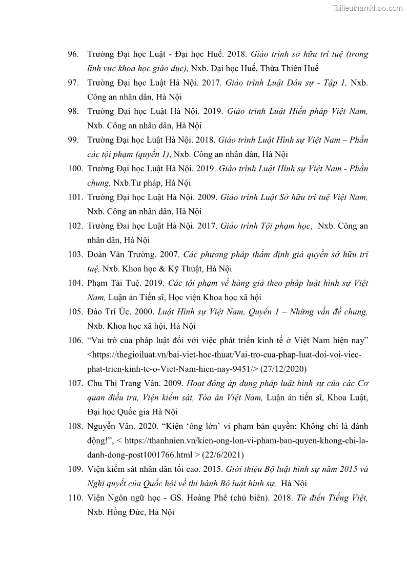Luận án tiến sĩ luật học Các tội xâm phạm sở hữu trí tuệ theo pháp luật hình sự Việt Nam - 16 Trang 186
