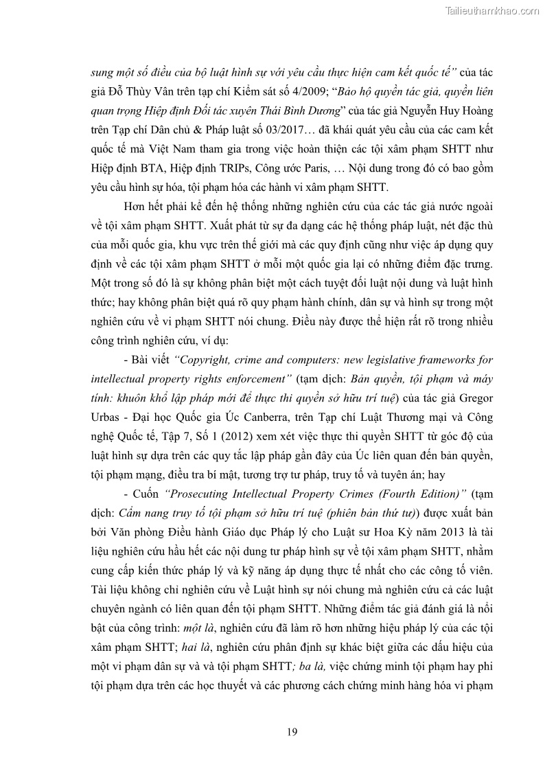 Luận án tiến sĩ luật học Các tội xâm phạm sở hữu trí tuệ theo pháp luật hình sự Việt Nam - 3 Trang 26