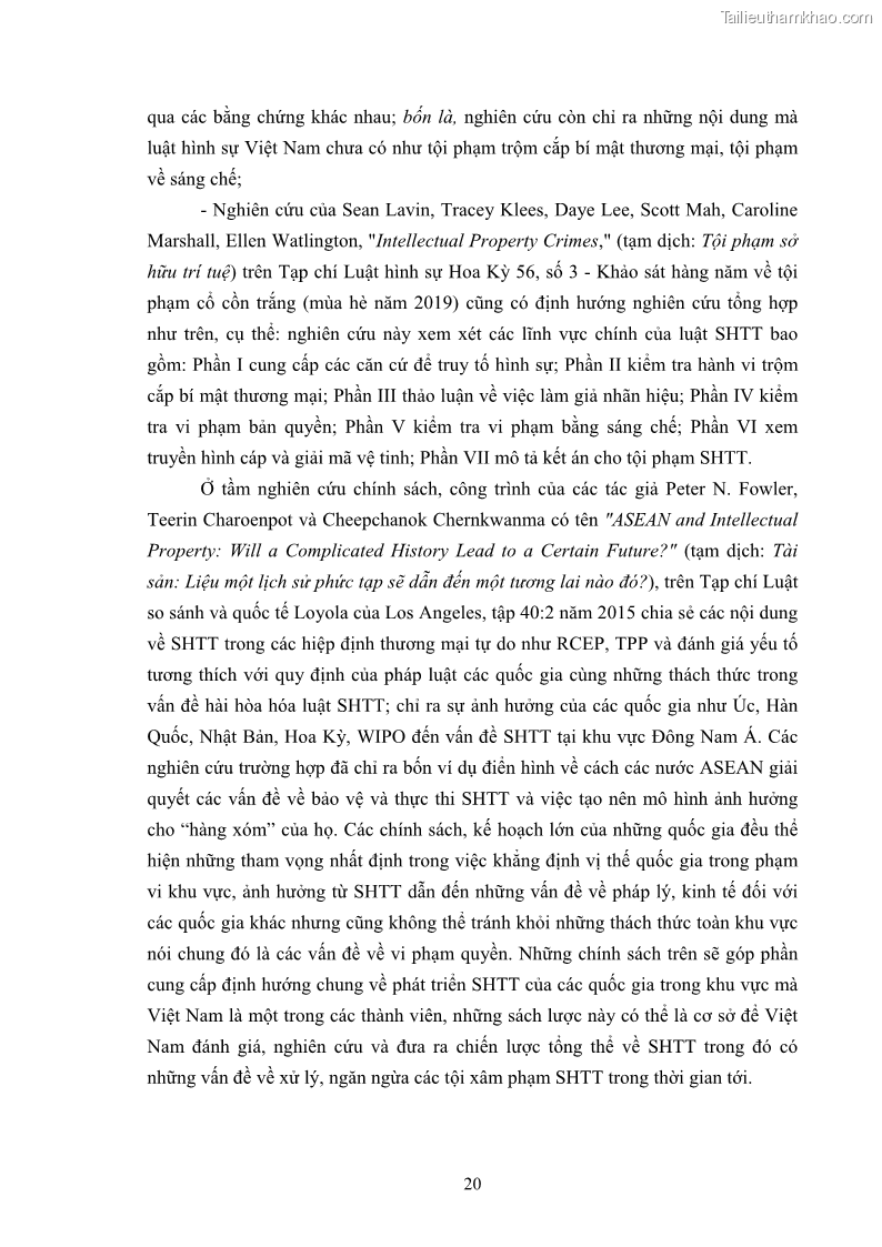 Luận án tiến sĩ luật học Các tội xâm phạm sở hữu trí tuệ theo pháp luật hình sự Việt Nam - 3 Trang 27