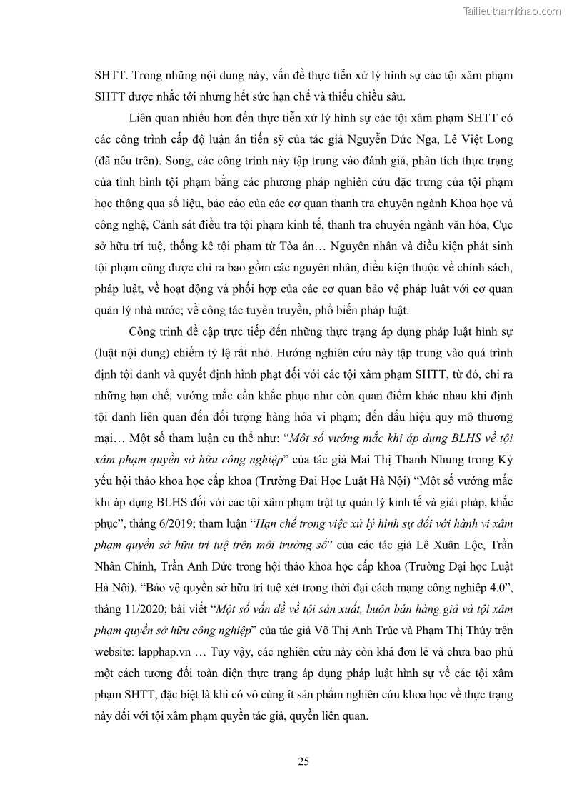 Luận án tiến sĩ luật học Các tội xâm phạm sở hữu trí tuệ theo pháp luật hình sự Việt Nam - 3 Trang 32