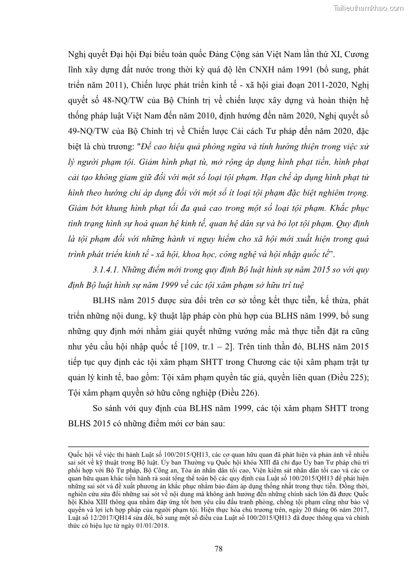 Luận án tiến sĩ luật học Các tội xâm phạm sở hữu trí tuệ theo pháp luật hình sự Việt Nam - 8 Trang 85