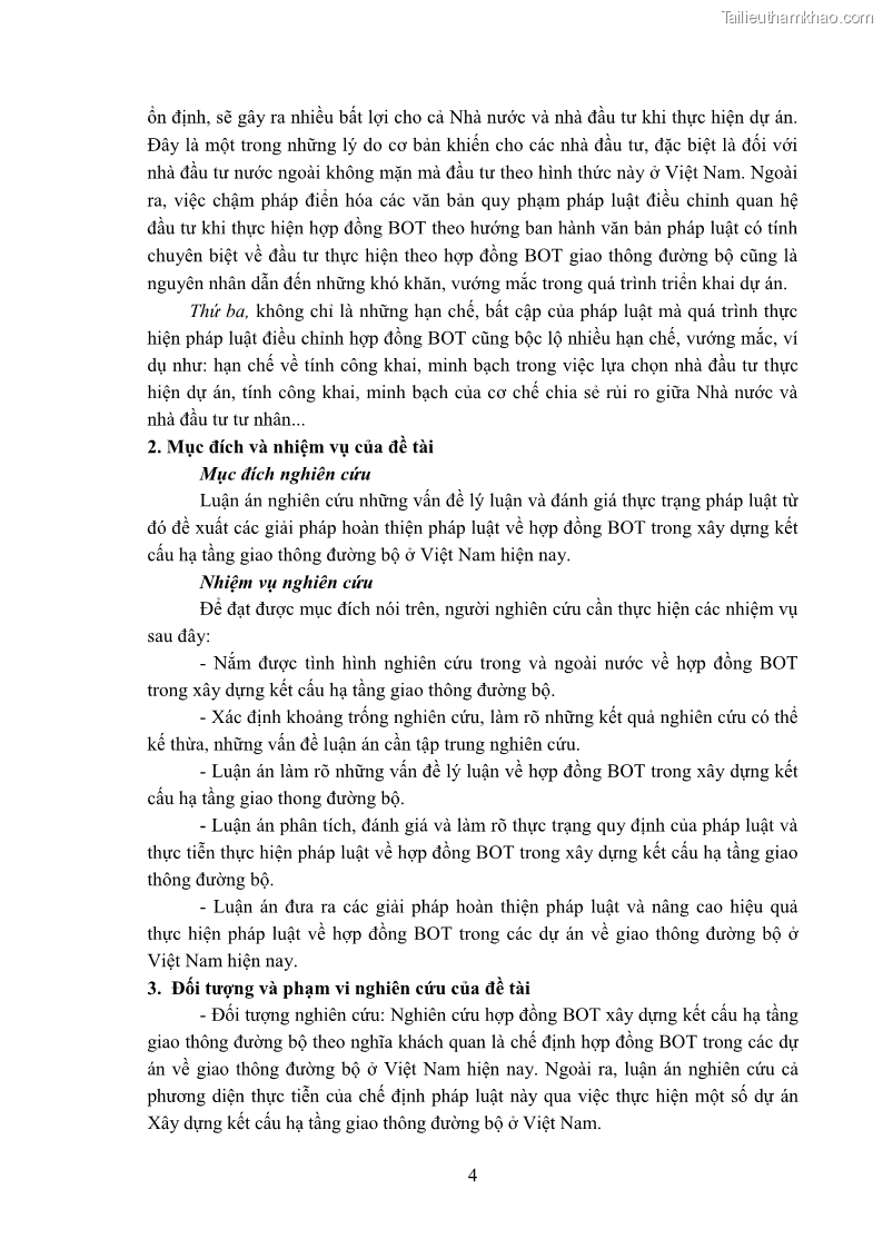 Luận án tiến sĩ luật học Hợp đồng xây dựng - kinh doanh - chuyển giao trong các dự án về giao thông đường bộ theo pháp luật Việt Nam hiện nay - 1 Trang 10
