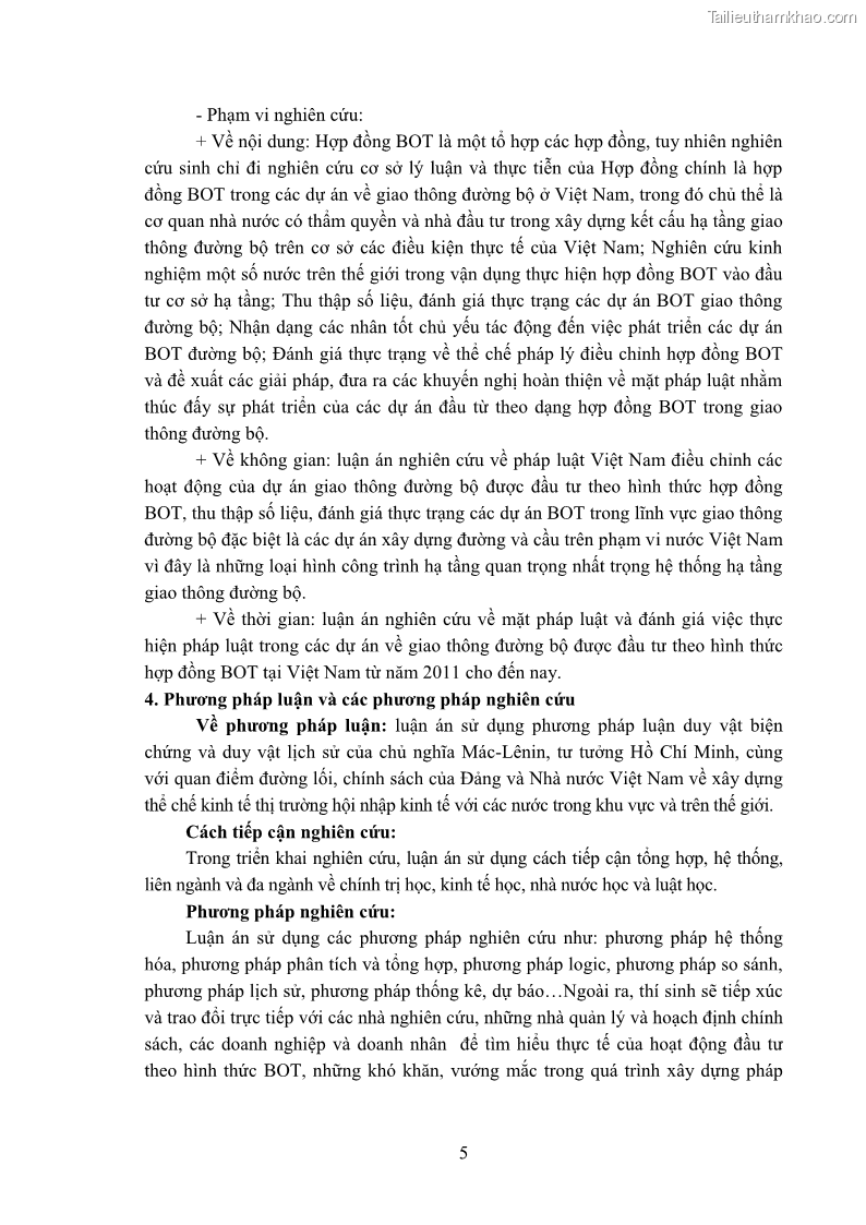 Luận án tiến sĩ luật học Hợp đồng xây dựng - kinh doanh - chuyển giao trong các dự án về giao thông đường bộ theo pháp luật Việt Nam hiện nay - 1 Trang 11