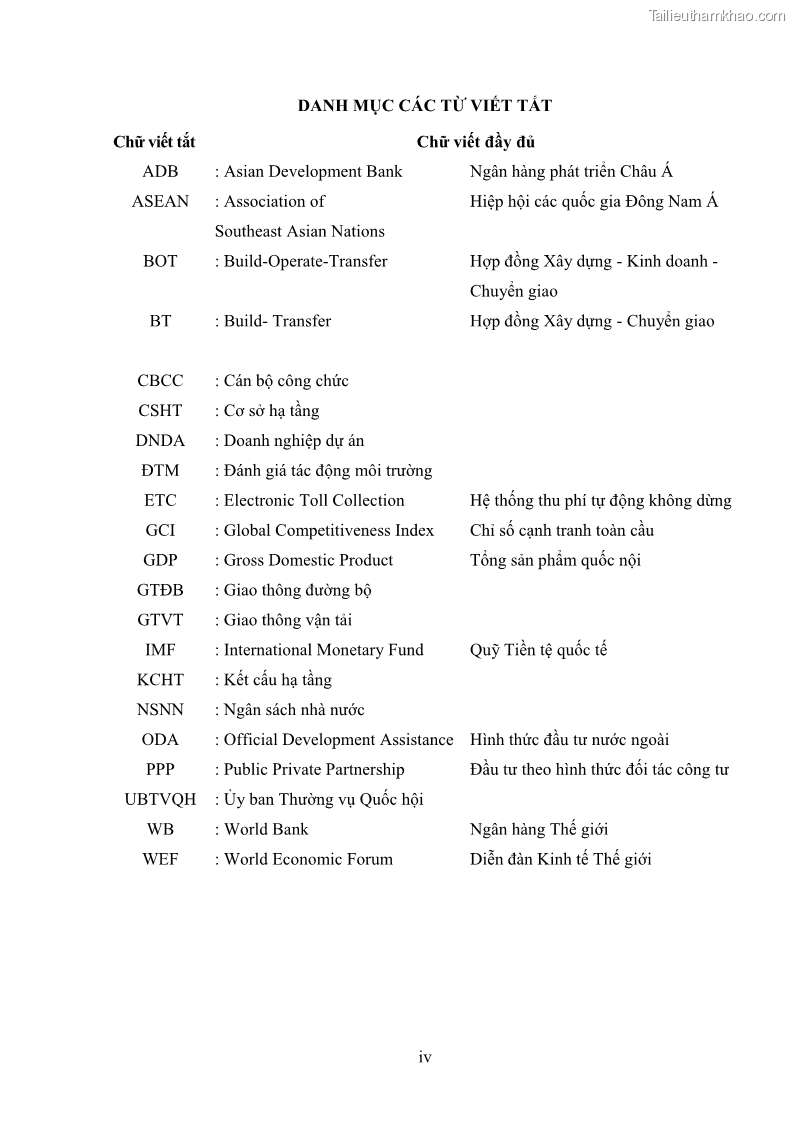 Luận án tiến sĩ luật học Hợp đồng xây dựng - kinh doanh - chuyển giao trong các dự án về giao thông đường bộ theo pháp luật Việt Nam hiện nay - 1 Trang 6