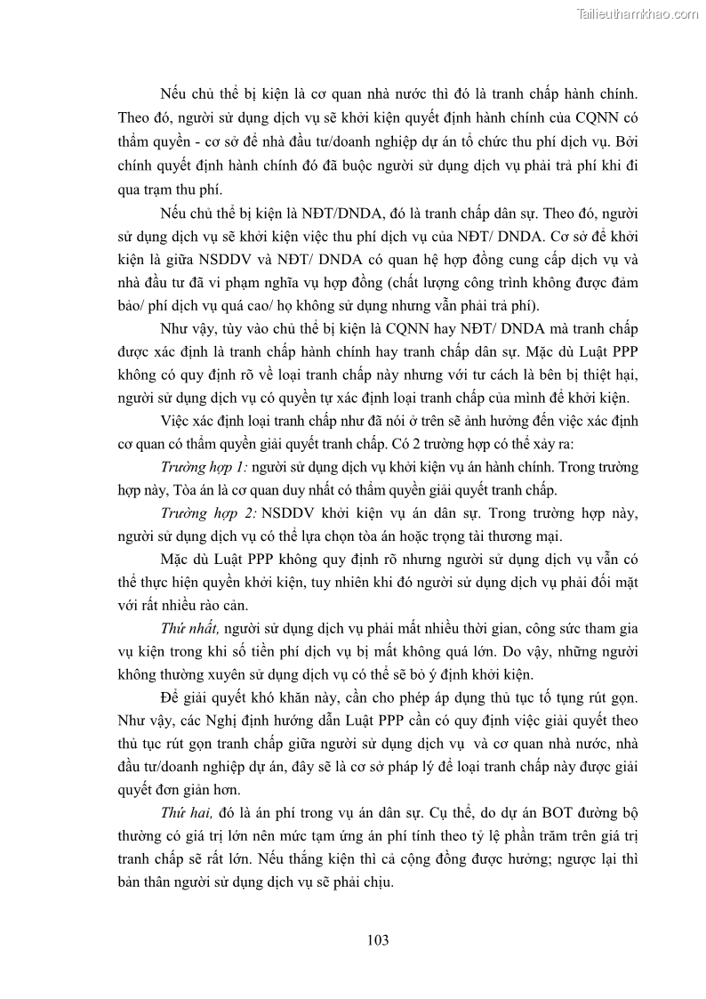 Luận án tiến sĩ luật học Hợp đồng xây dựng - kinh doanh - chuyển giao trong các dự án về giao thông đường bộ theo pháp luật Việt Nam hiện nay - 10 Trang 109