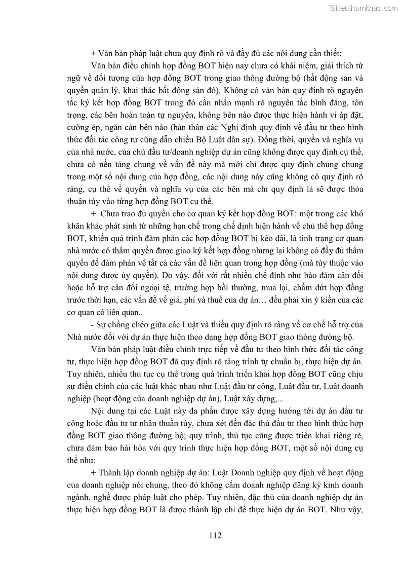 Luận án tiến sĩ luật học Hợp đồng xây dựng - kinh doanh - chuyển giao trong các dự án về giao thông đường bộ theo pháp luật Việt Nam hiện nay - 10 Trang 118