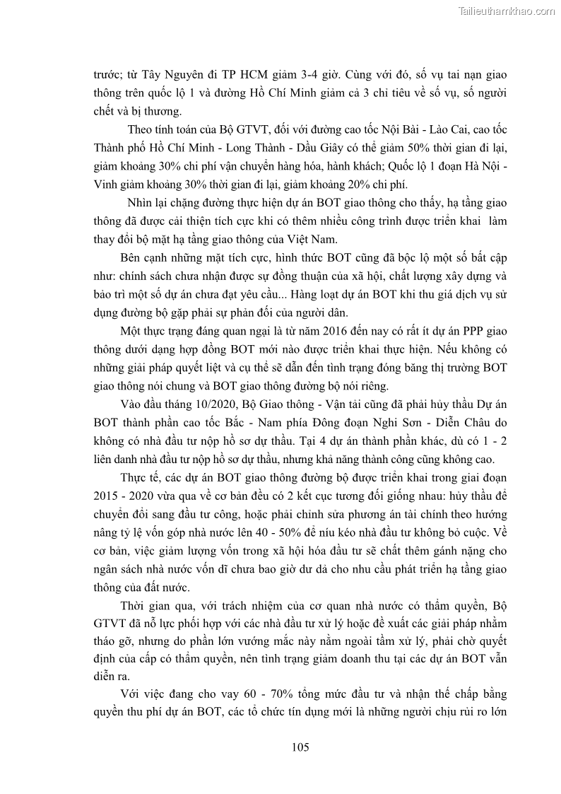 Luận án tiến sĩ luật học Hợp đồng xây dựng - kinh doanh - chuyển giao trong các dự án về giao thông đường bộ theo pháp luật Việt Nam hiện nay - 10 Trang 111