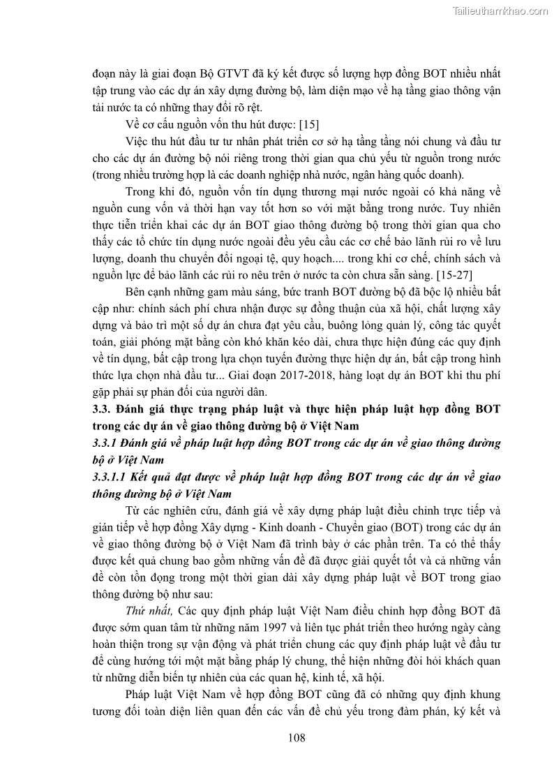 Luận án tiến sĩ luật học Hợp đồng xây dựng - kinh doanh - chuyển giao trong các dự án về giao thông đường bộ theo pháp luật Việt Nam hiện nay - 10 Trang 114