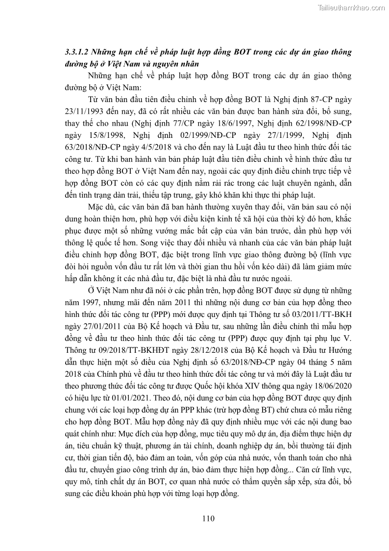 Luận án tiến sĩ luật học Hợp đồng xây dựng - kinh doanh - chuyển giao trong các dự án về giao thông đường bộ theo pháp luật Việt Nam hiện nay - 10 Trang 116