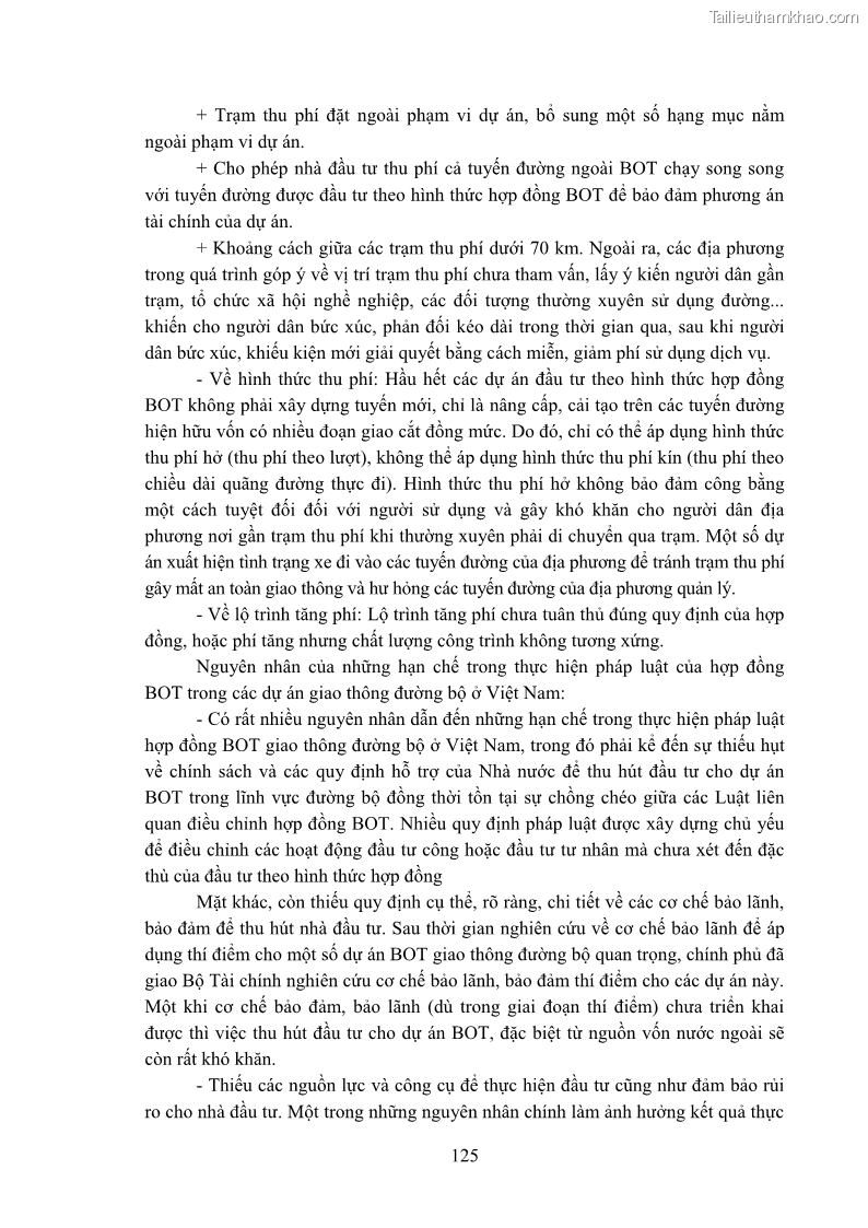 Luận án tiến sĩ luật học Hợp đồng xây dựng - kinh doanh - chuyển giao trong các dự án về giao thông đường bộ theo pháp luật Việt Nam hiện nay - 11 Trang 131