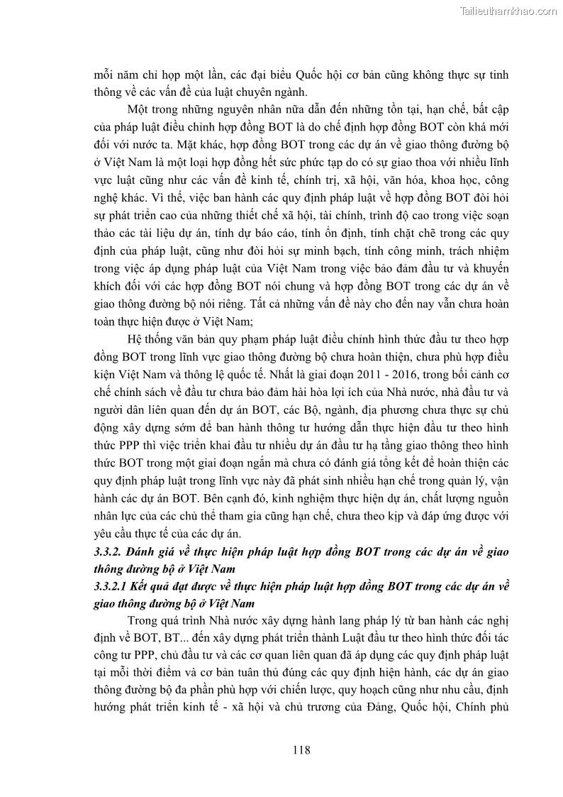 Luận án tiến sĩ luật học Hợp đồng xây dựng - kinh doanh - chuyển giao trong các dự án về giao thông đường bộ theo pháp luật Việt Nam hiện nay - 11 Trang 124