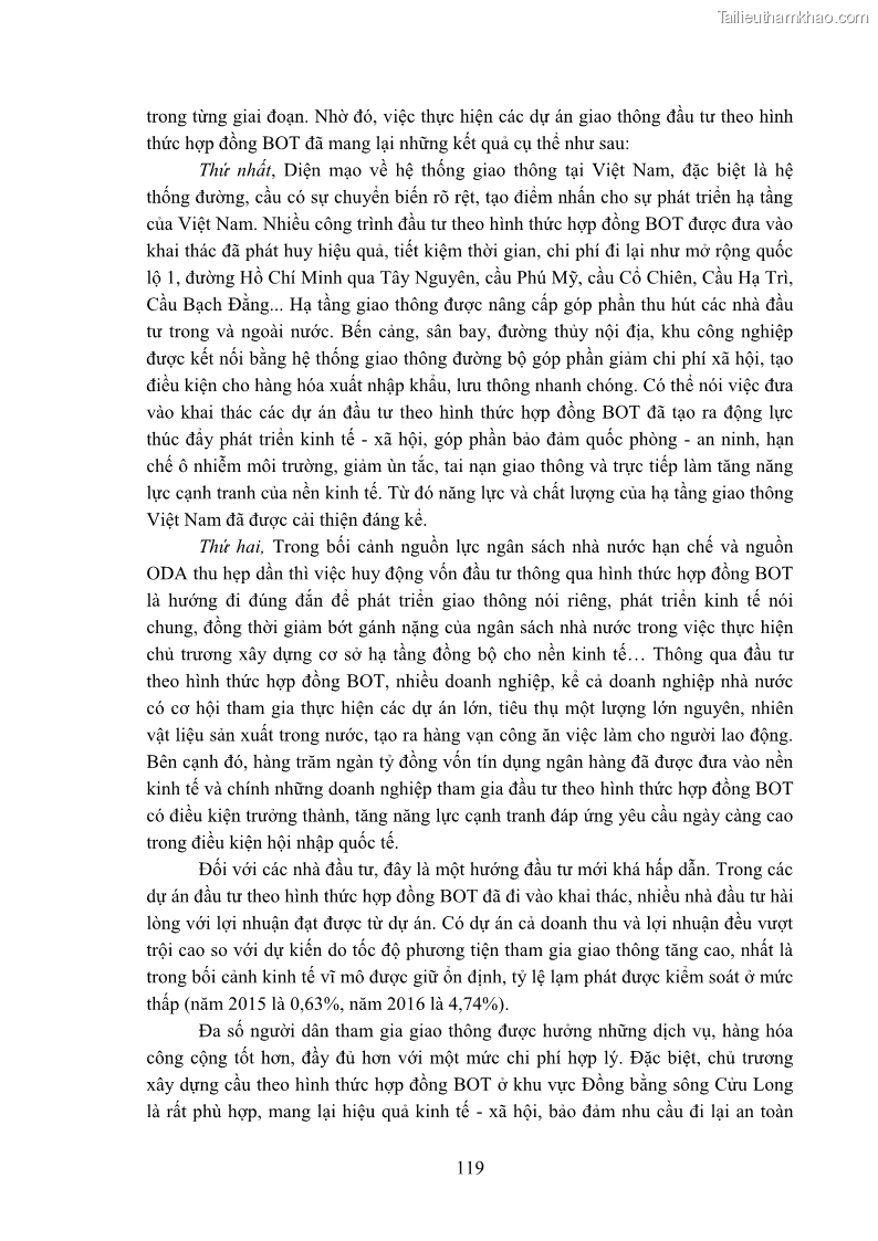 Luận án tiến sĩ luật học Hợp đồng xây dựng - kinh doanh - chuyển giao trong các dự án về giao thông đường bộ theo pháp luật Việt Nam hiện nay - 11 Trang 125