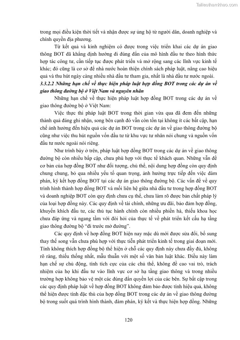 Luận án tiến sĩ luật học Hợp đồng xây dựng - kinh doanh - chuyển giao trong các dự án về giao thông đường bộ theo pháp luật Việt Nam hiện nay - 11 Trang 126
