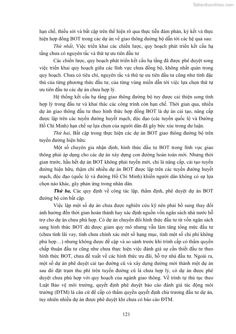 Luận án tiến sĩ luật học Hợp đồng xây dựng - kinh doanh - chuyển giao trong các dự án về giao thông đường bộ theo pháp luật Việt Nam hiện nay - 11 Trang 127