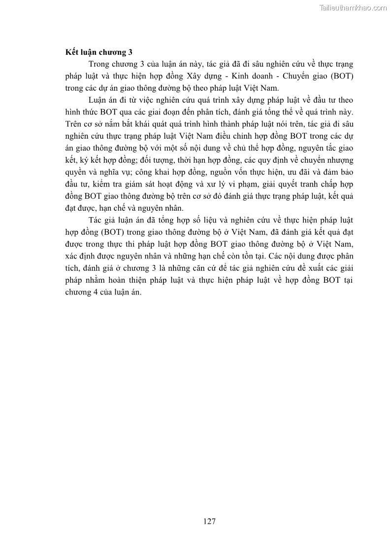 Luận án tiến sĩ luật học Hợp đồng xây dựng - kinh doanh - chuyển giao trong các dự án về giao thông đường bộ theo pháp luật Việt Nam hiện nay - 12 Trang 133