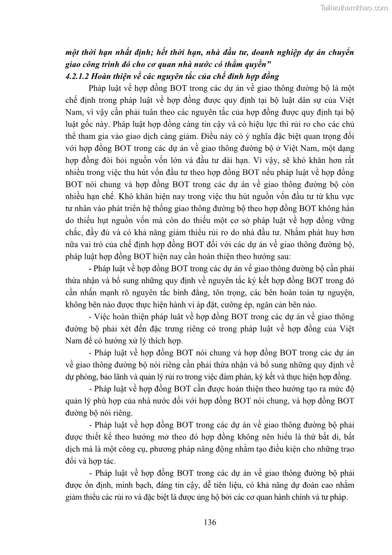 Luận án tiến sĩ luật học Hợp đồng xây dựng - kinh doanh - chuyển giao trong các dự án về giao thông đường bộ theo pháp luật Việt Nam hiện nay - 12 Trang 142