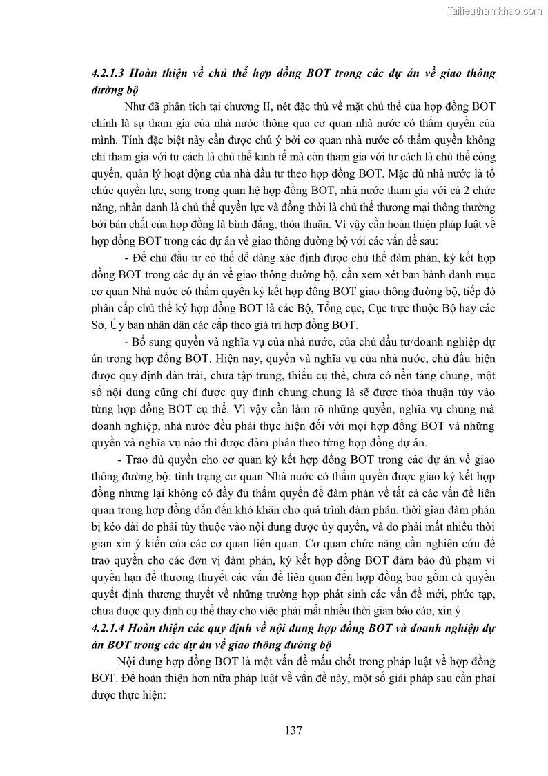 Luận án tiến sĩ luật học Hợp đồng xây dựng - kinh doanh - chuyển giao trong các dự án về giao thông đường bộ theo pháp luật Việt Nam hiện nay - 12 Trang 143