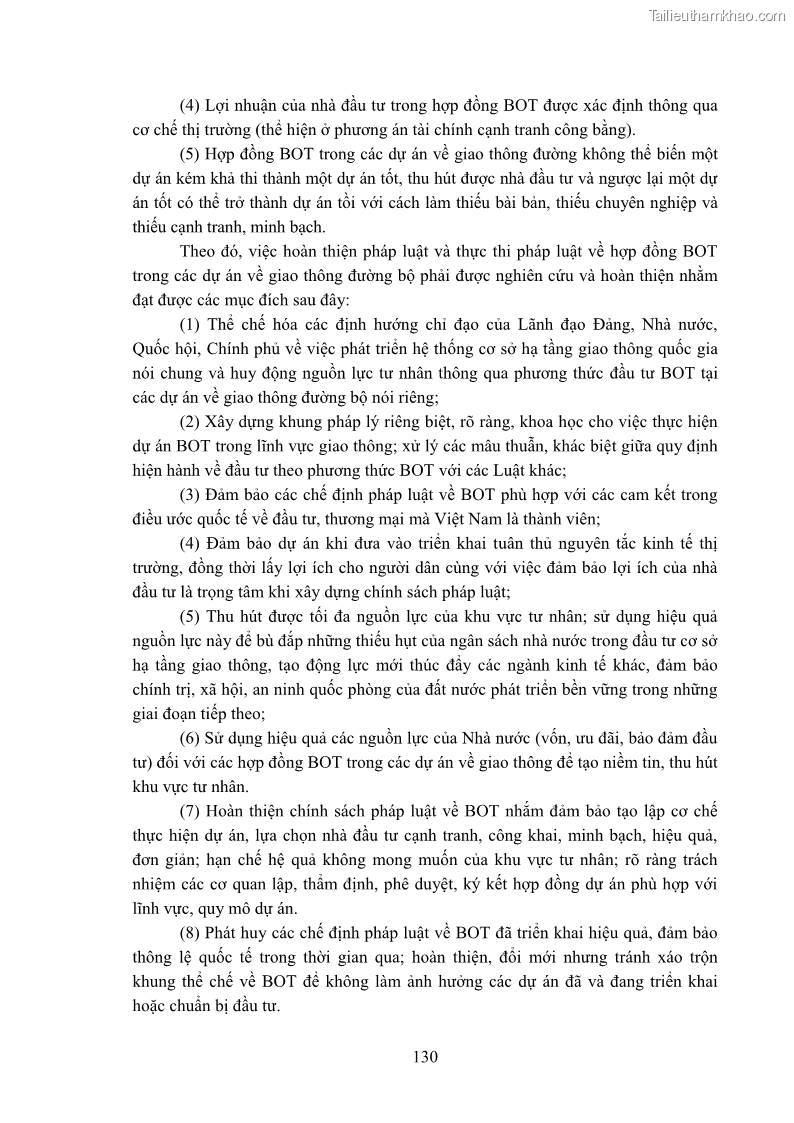 Luận án tiến sĩ luật học Hợp đồng xây dựng - kinh doanh - chuyển giao trong các dự án về giao thông đường bộ theo pháp luật Việt Nam hiện nay - 12 Trang 136
