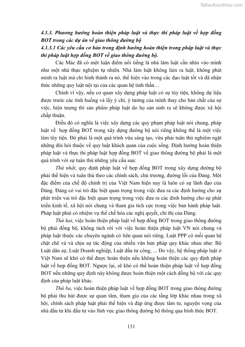 Luận án tiến sĩ luật học Hợp đồng xây dựng - kinh doanh - chuyển giao trong các dự án về giao thông đường bộ theo pháp luật Việt Nam hiện nay - 12 Trang 137