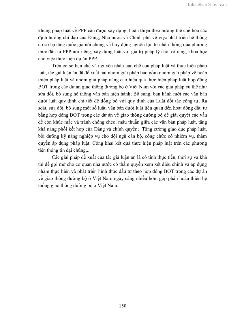 Luận án tiến sĩ luật học Hợp đồng xây dựng - kinh doanh - chuyển giao trong các dự án về giao thông đường bộ theo pháp luật Việt Nam hiện nay - 13 Trang 156