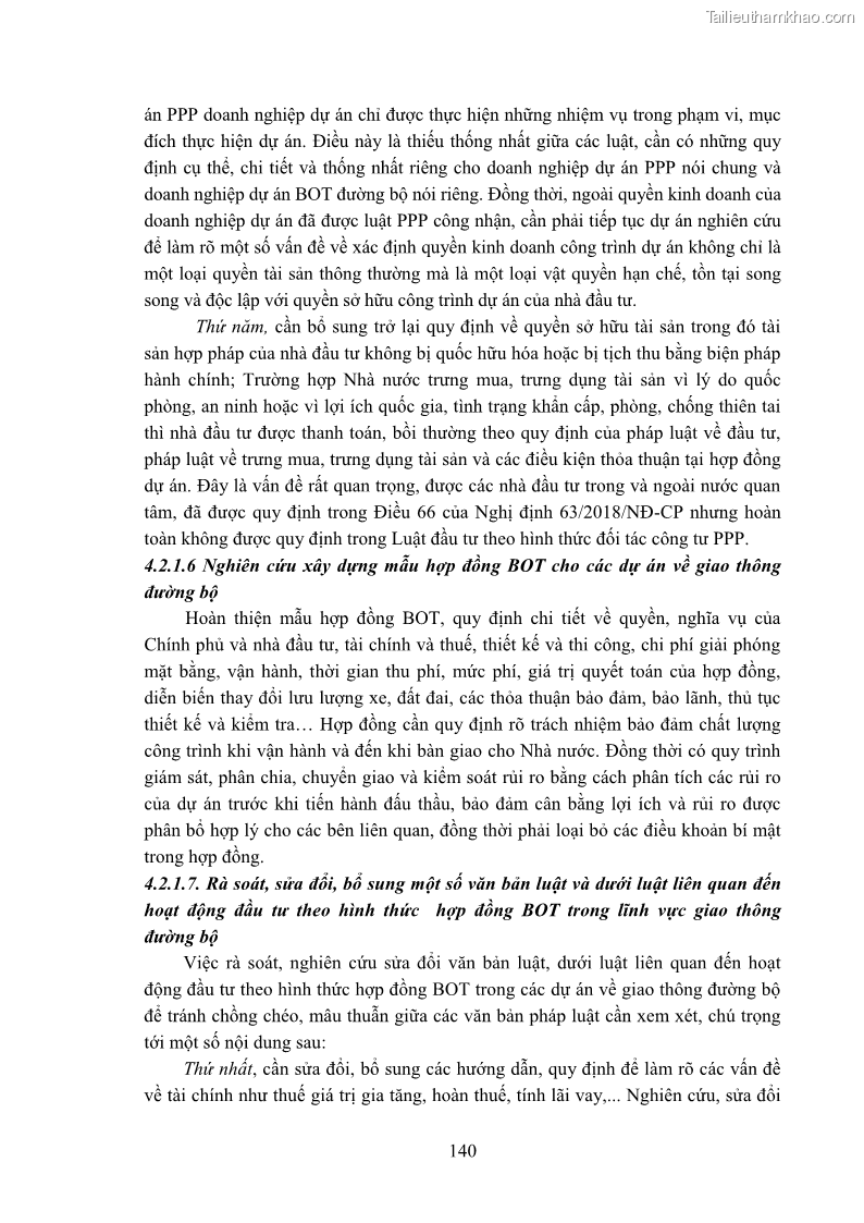 Luận án tiến sĩ luật học Hợp đồng xây dựng - kinh doanh - chuyển giao trong các dự án về giao thông đường bộ theo pháp luật Việt Nam hiện nay - 13 Trang 146