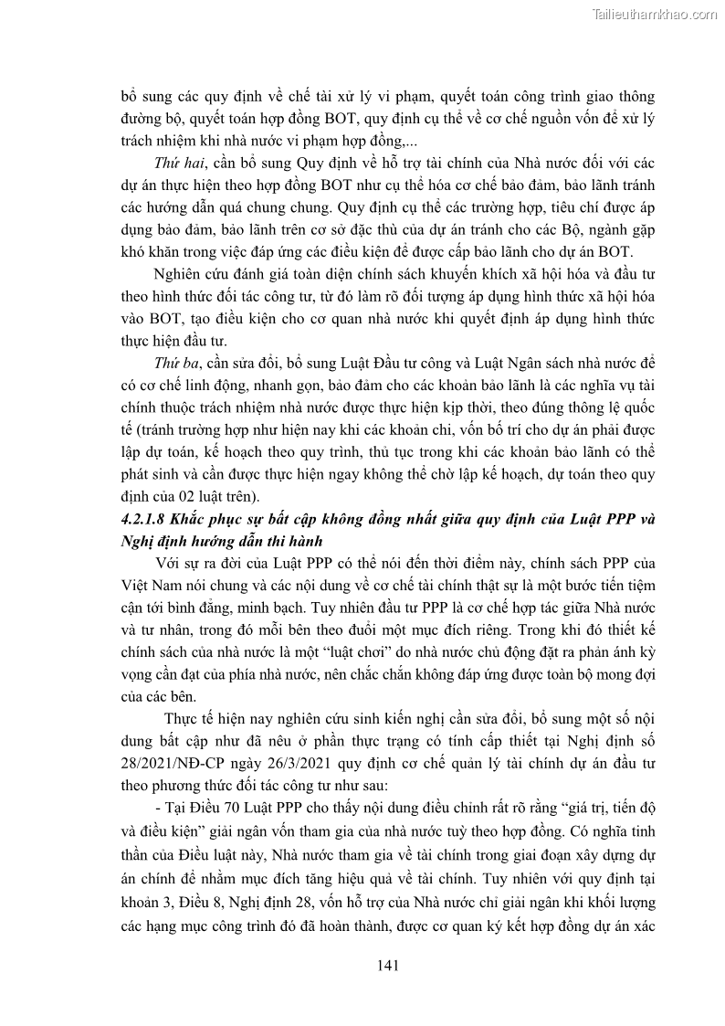 Luận án tiến sĩ luật học Hợp đồng xây dựng - kinh doanh - chuyển giao trong các dự án về giao thông đường bộ theo pháp luật Việt Nam hiện nay - 13 Trang 147