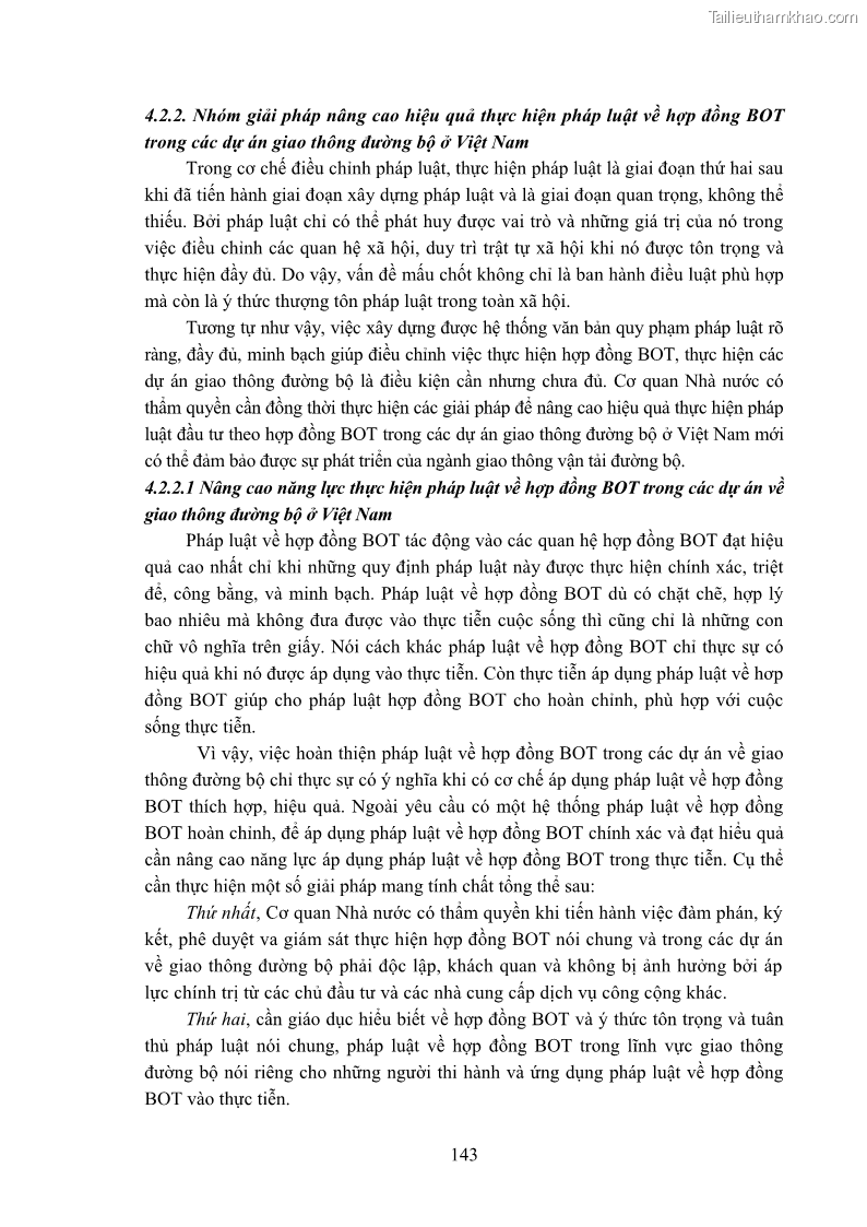 Luận án tiến sĩ luật học Hợp đồng xây dựng - kinh doanh - chuyển giao trong các dự án về giao thông đường bộ theo pháp luật Việt Nam hiện nay - 13 Trang 149