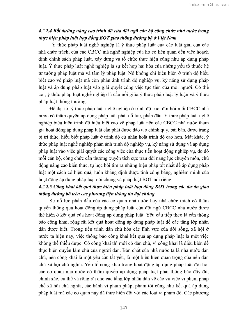 Luận án tiến sĩ luật học Hợp đồng xây dựng - kinh doanh - chuyển giao trong các dự án về giao thông đường bộ theo pháp luật Việt Nam hiện nay - 13 Trang 153