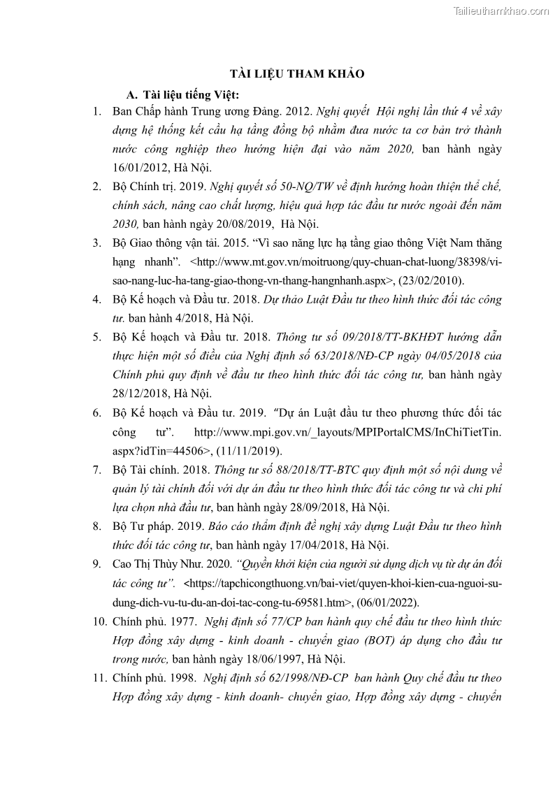 Luận án tiến sĩ luật học Hợp đồng xây dựng - kinh doanh - chuyển giao trong các dự án về giao thông đường bộ theo pháp luật Việt Nam hiện nay - 14 Trang 159