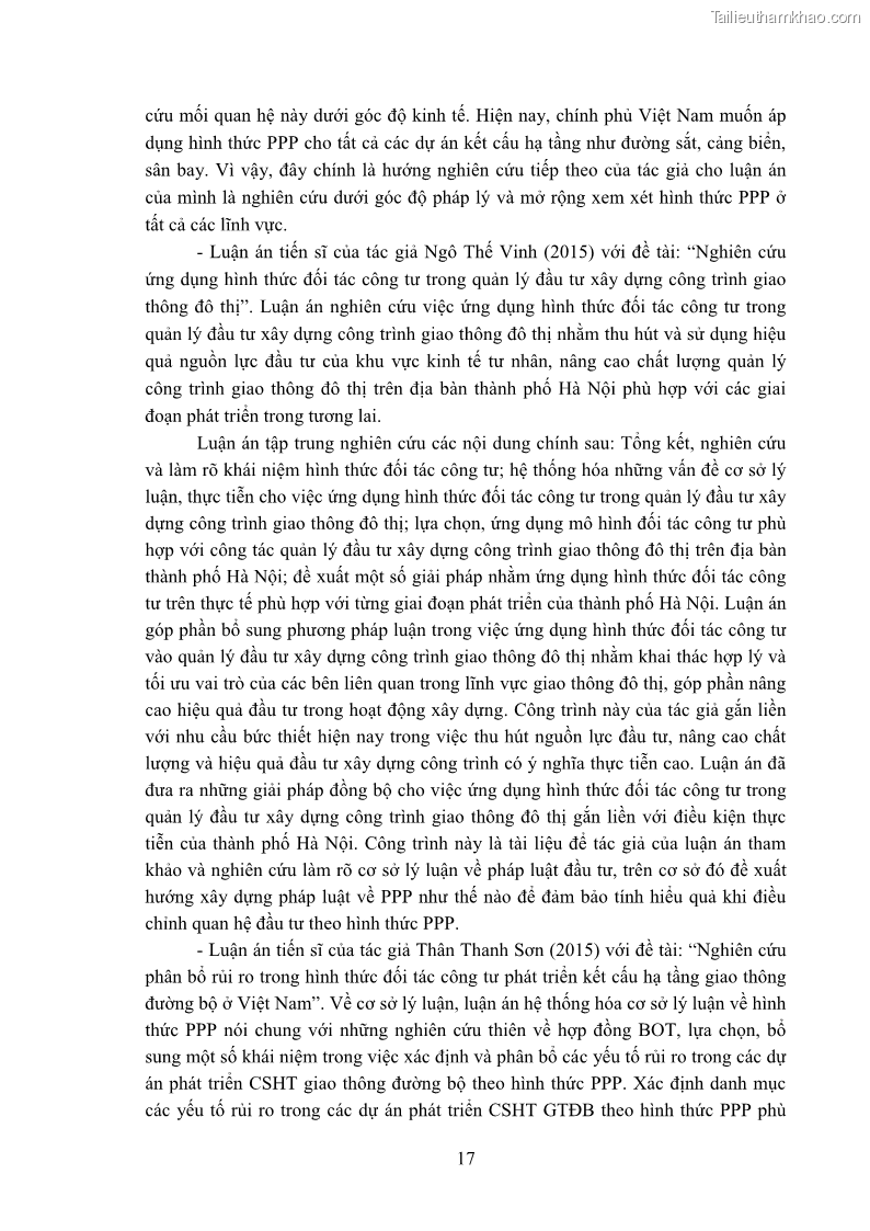 Luận án tiến sĩ luật học Hợp đồng xây dựng - kinh doanh - chuyển giao trong các dự án về giao thông đường bộ theo pháp luật Việt Nam hiện nay - 2 Trang 23