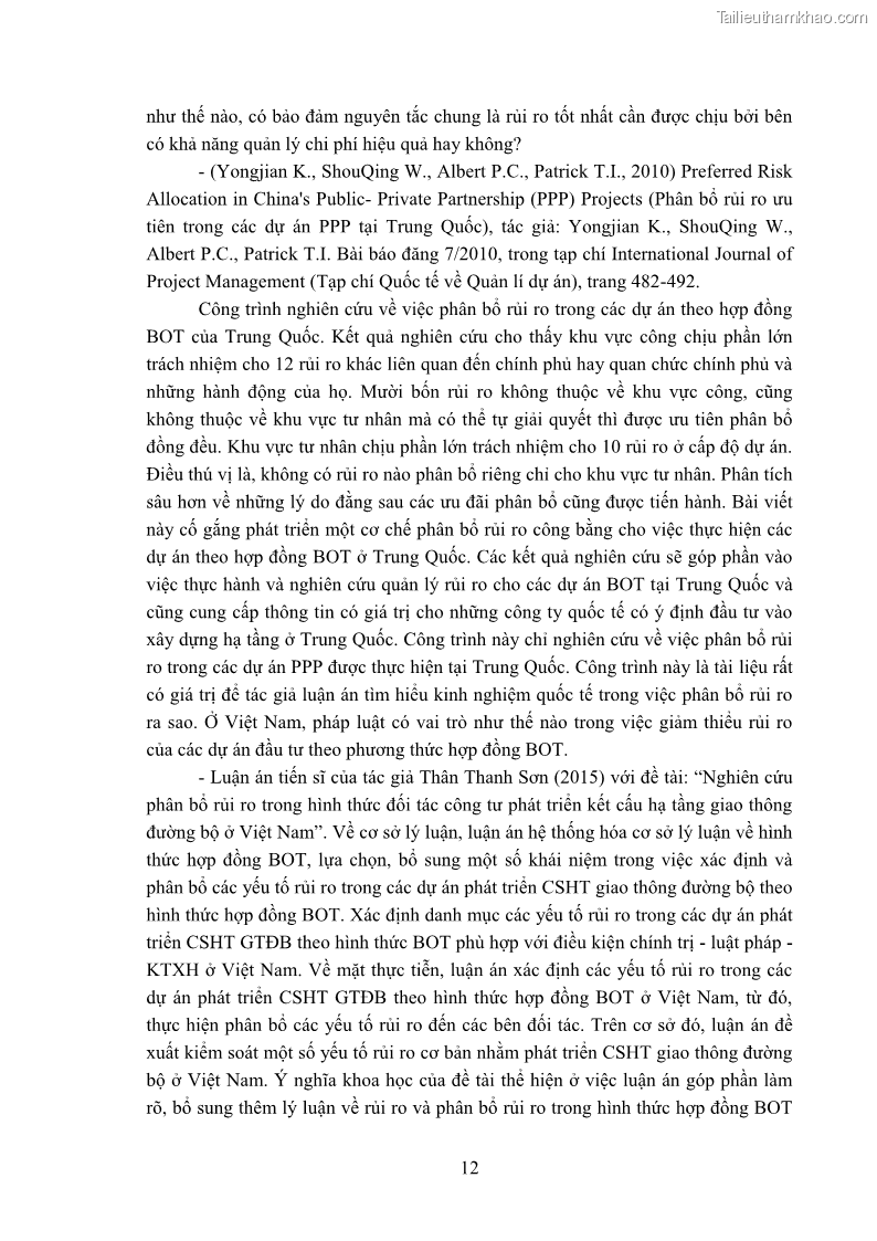 Luận án tiến sĩ luật học Hợp đồng xây dựng - kinh doanh - chuyển giao trong các dự án về giao thông đường bộ theo pháp luật Việt Nam hiện nay - 2 Trang 18